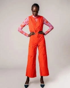 Rachel Antonoff Mickey Jumpsuit - Hot Orange Clothing