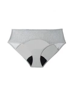 Saalt Leakproof Lace Hipster Period Underwear - Pebble Gray Clothing