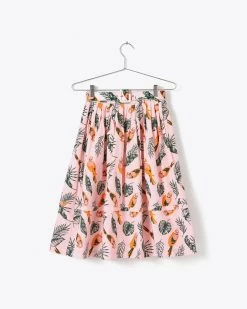 Saint Geraldine Clothing "Siri" Belted Pin Tuck Skirt With Pockets - Tropical Birds