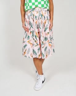 Saint Geraldine Clothing "Siri" Belted Pin Tuck Skirt With Pockets - Tropical Birds