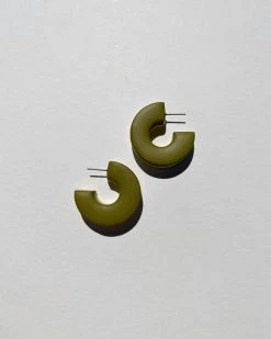 Sigfus Designs Chunky Two Toned Hoops - Olive/Oat Accessories