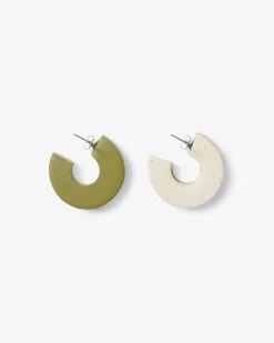 Sigfus Designs Chunky Two Toned Hoops - Olive/Oat Accessories