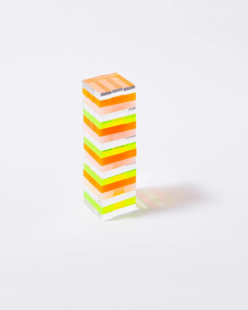 Sunnylife Living Mini Lucite Jumbling Tower - Neon 1 Sunnylife Living Mini Lucite Jumbling Tower - Neon