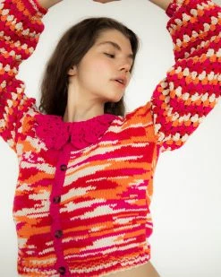 Tach Mireia Crochet Cardi - Orange & Pink