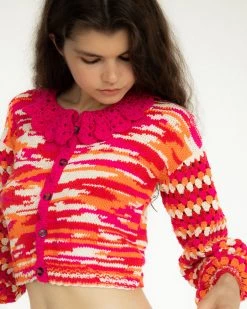 Tach Mireia Crochet Cardi - Orange & Pink