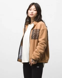 Vans Clothing Quinn Mock Zip Up Jacket - Chipmunk