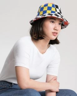 Verloop Checkerboard Bucket Hat - Black