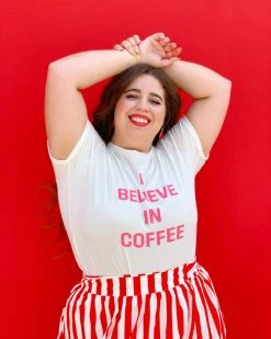 Ban.do I Believe In Coffee Tee - Pink Clothing