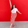 Ban.do Easy Wrap Skirt - Red/Ivory Stripe Clothing