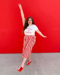 Ban.do Easy Wrap Skirt - Red/Ivory Stripe Clothing