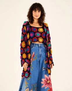 Farm Rio Clothing Crochet Flowers Cardigan