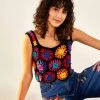 Farm Rio Crochet Flowers Top Clothing