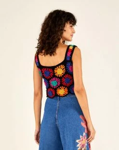 Farm Rio Crochet Flowers Top Clothing
