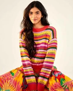 Farm Rio Fruit Dream Crochet Sweater Clothing