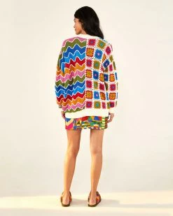 Farm Rio Mixed Textures Crochet Cardigan Clothing