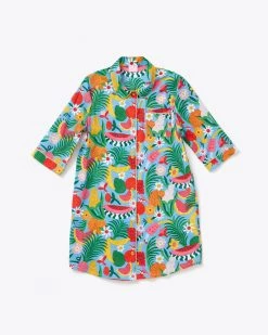 Ban.do NEW 3/4 Sleeve Leisure Dress - Blue Tutti Frutti