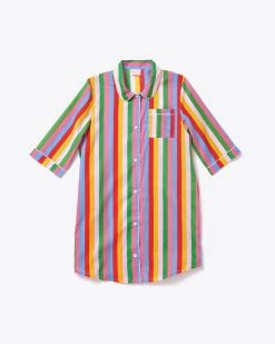 Ban.do NEW 3/4 Sleeve Leisure Dress - Rainbow Stripes