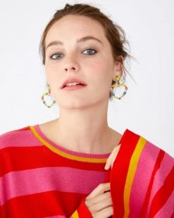 Ban.do Bell Sleeve Sweater - Hot Pink/Red Stripe