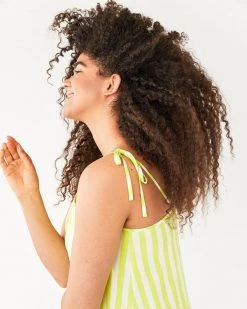 Ban.do Breezy Dress - Lime Green Stripes Clothing