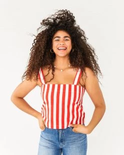 Ban.do Easy Tank - Red/Ivory Stripe Clothing