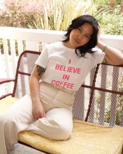 Ban.do I Believe In Coffee Tee - Pink Clothing