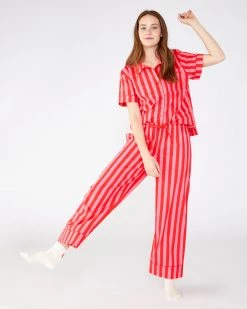 Ban.do Leisure Pants - Hot Pink/Red Stripe
