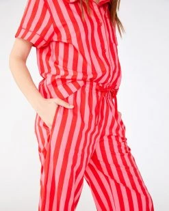 Ban.do Leisure Pants - Hot Pink/Red Stripe