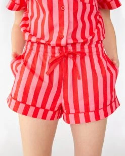Ban.do Leisure Shorts - Hot Pink/Red Stripe