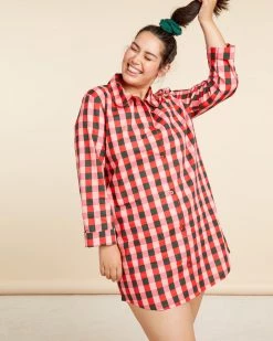 Ban.do Long Sleeve Leisure Dress - Buffalo Plaid Clothing