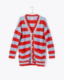 Ban.do Slouchy Cardigan - Red/Blue Stripe