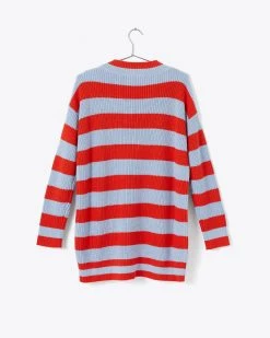 Ban.do Slouchy Cardigan - Red/Blue Stripe