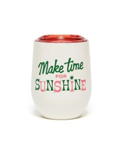 Ban.do Stainless Steel Wine Glass With Lid - Make Time For Sunshine