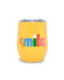 Ban.do Living Stainless Steel Wine Glass With Lid - Smile