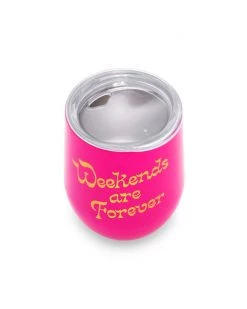 Ban.do Stainless Steel Wine Glass With Lid - Weekends Are Forever