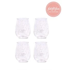 Ban.do Stemless Acrylic Wine Glass Set Of 4 - Glitter Infusion