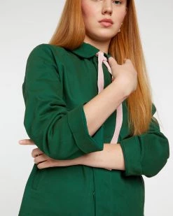 Ban.do Clothing Velvet Bow Work Jacket - Evergreen