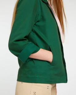Ban.do Clothing Velvet Bow Work Jacket - Evergreen