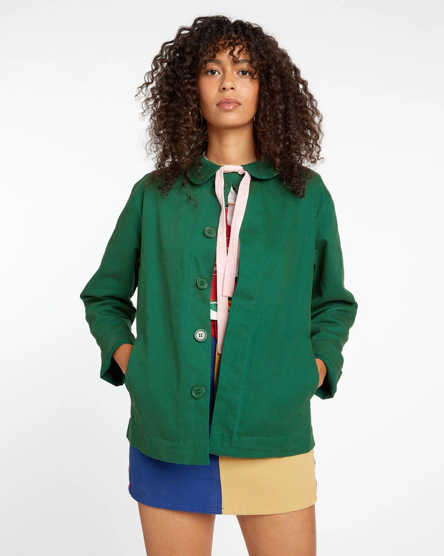 Ban.do Clothing Velvet Bow Work Jacket - Evergreen 4 Ban.do Clothing Velvet Bow Work Jacket - Evergreen