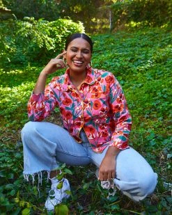 Ban.do Long Sleeve Leisure Shirt - Pink Las Flores