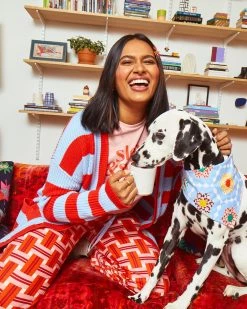 Ban.do Slouchy Cardigan - Red/Blue Stripe