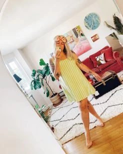 Ban.do Breezy Dress - Lime Green Stripes Clothing