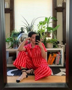 Ban.do Leisure Pants - Hot Pink/Red Stripe