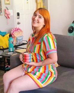 Ban.do Short Sleeve Leisure Top - Rainbow Stripes